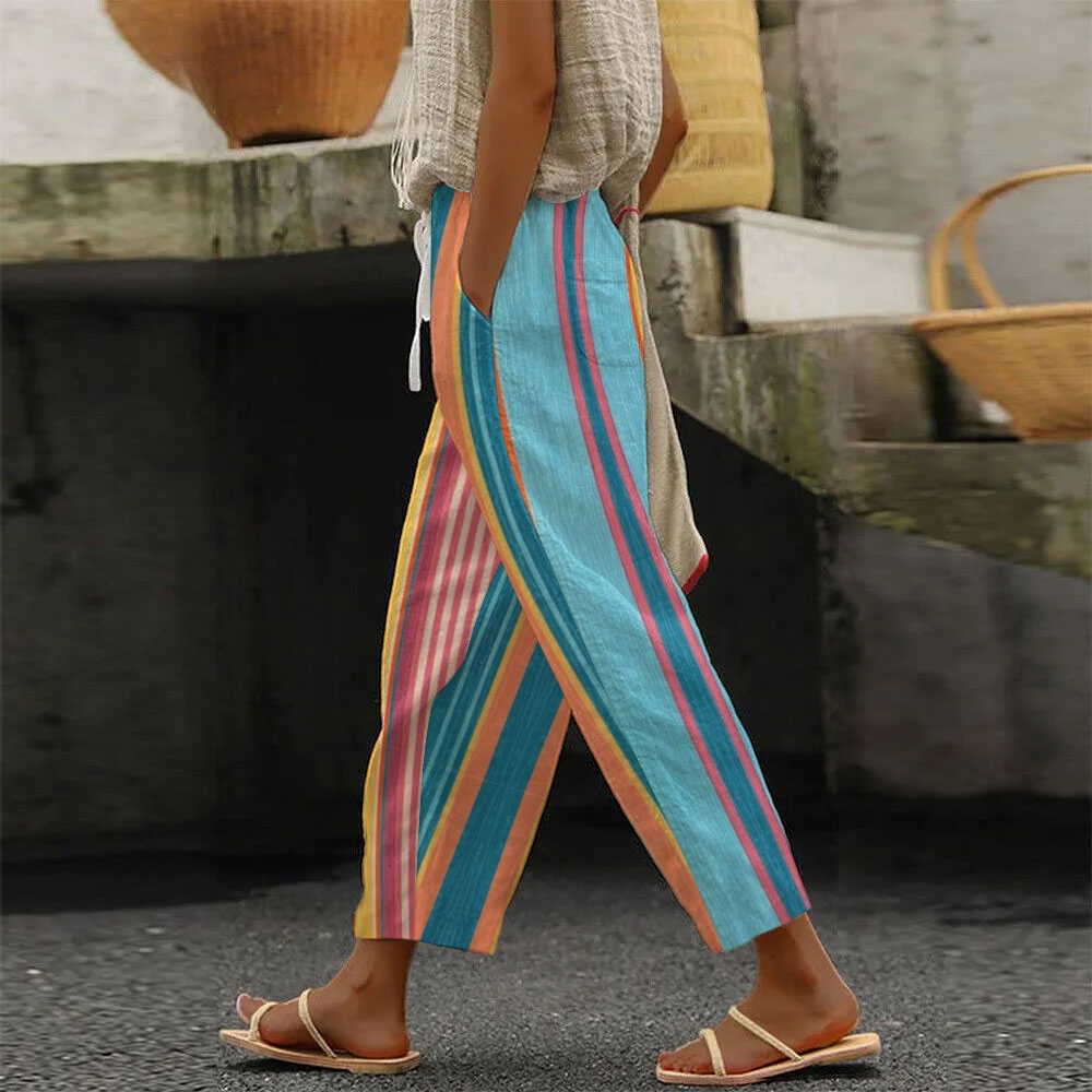 Women's Casual Stripe Printed Casual Pants