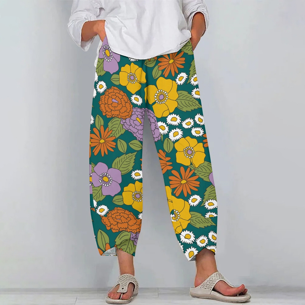 Women's Casual Flowers Printed Pants