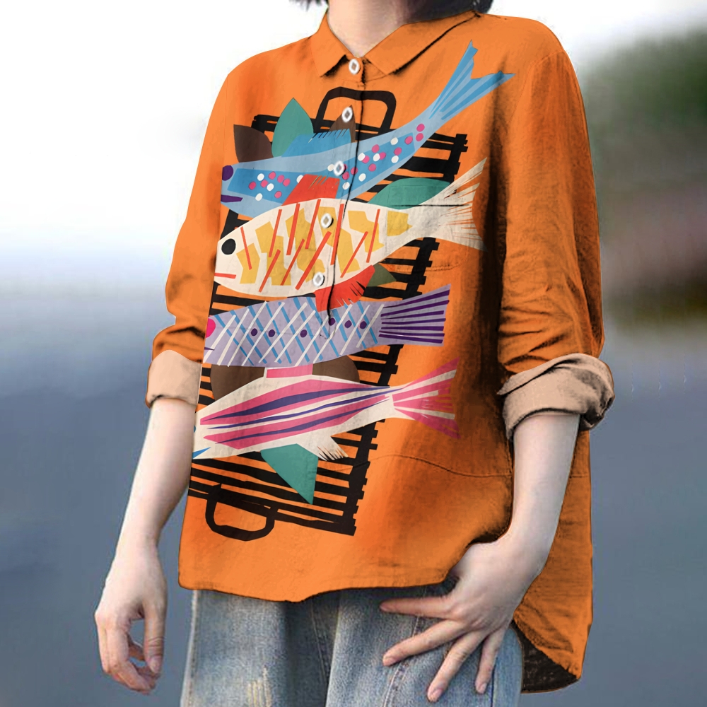 Women's Fish Printed Casual Shirt
