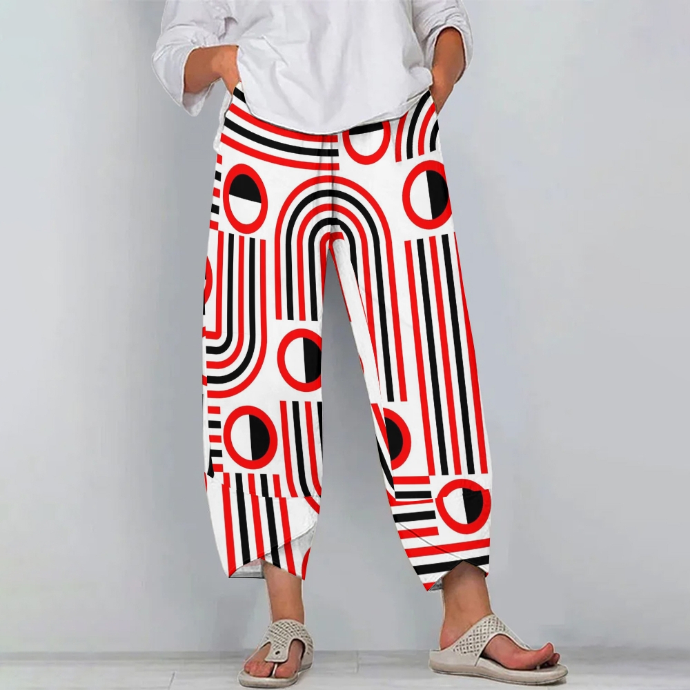 Women's Casual Geometric Lines Printed Pants