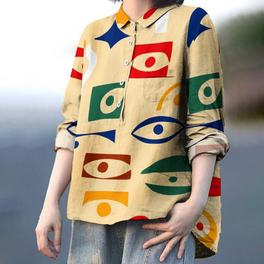 Women's Abstract Eyes Printed Casual Shirt