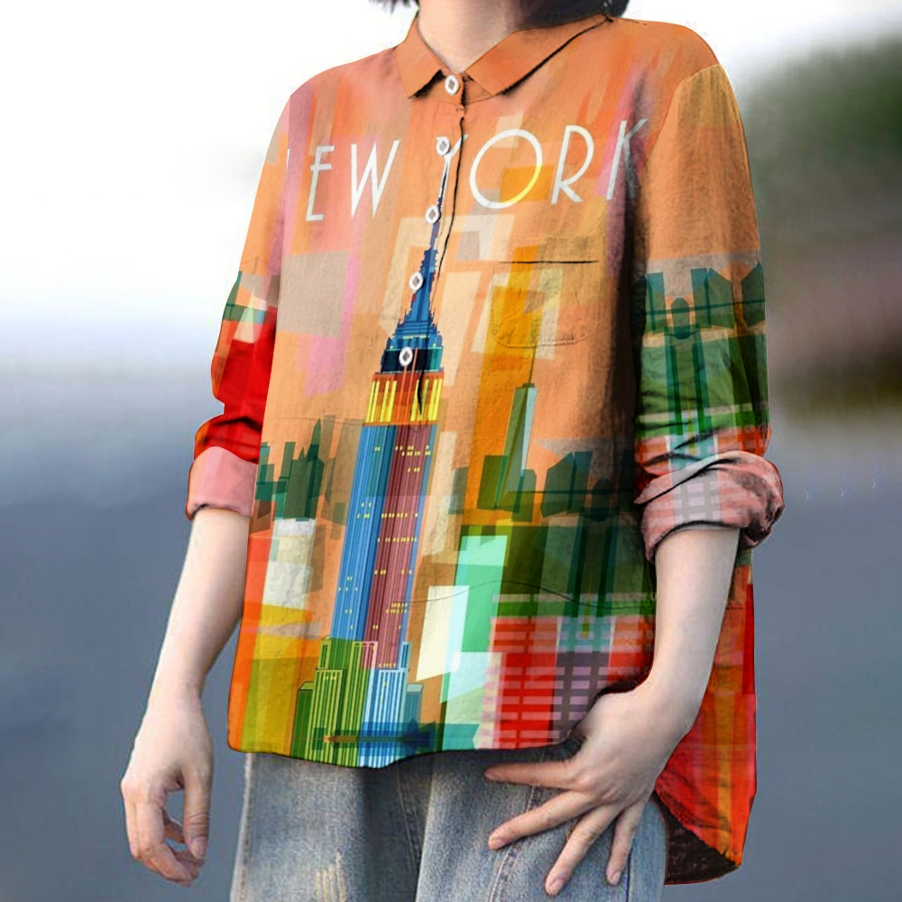 Women's New York Printed Casual Shirt