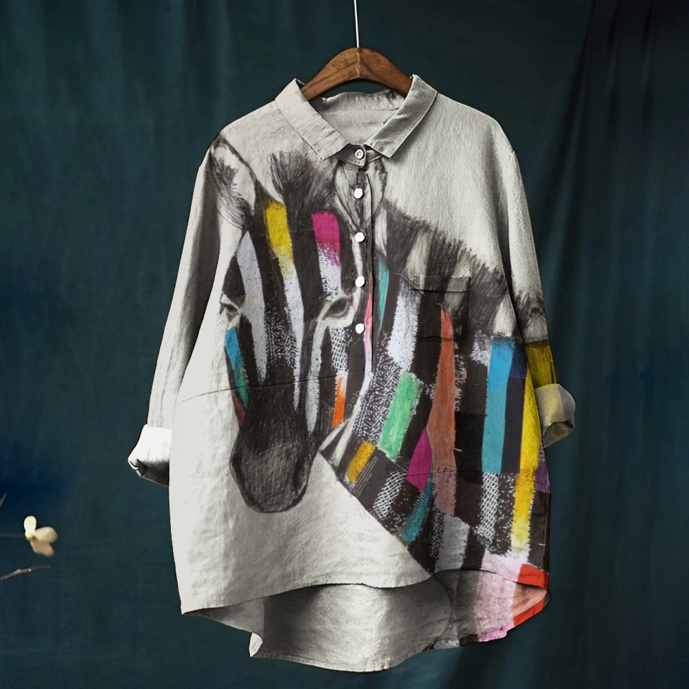 Women's Colorful House Printed Casual Shirt