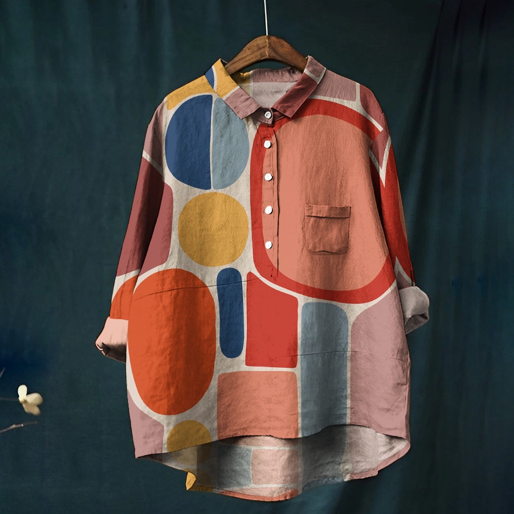 Women's  Colorblock Art Printed Casual Shirt