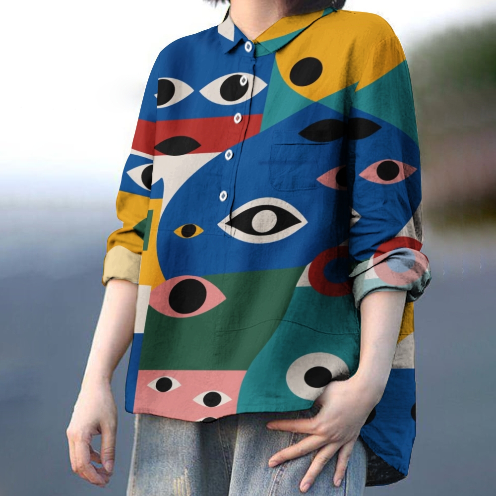 Women's Art Eye Geometry Printed Casual Shirt