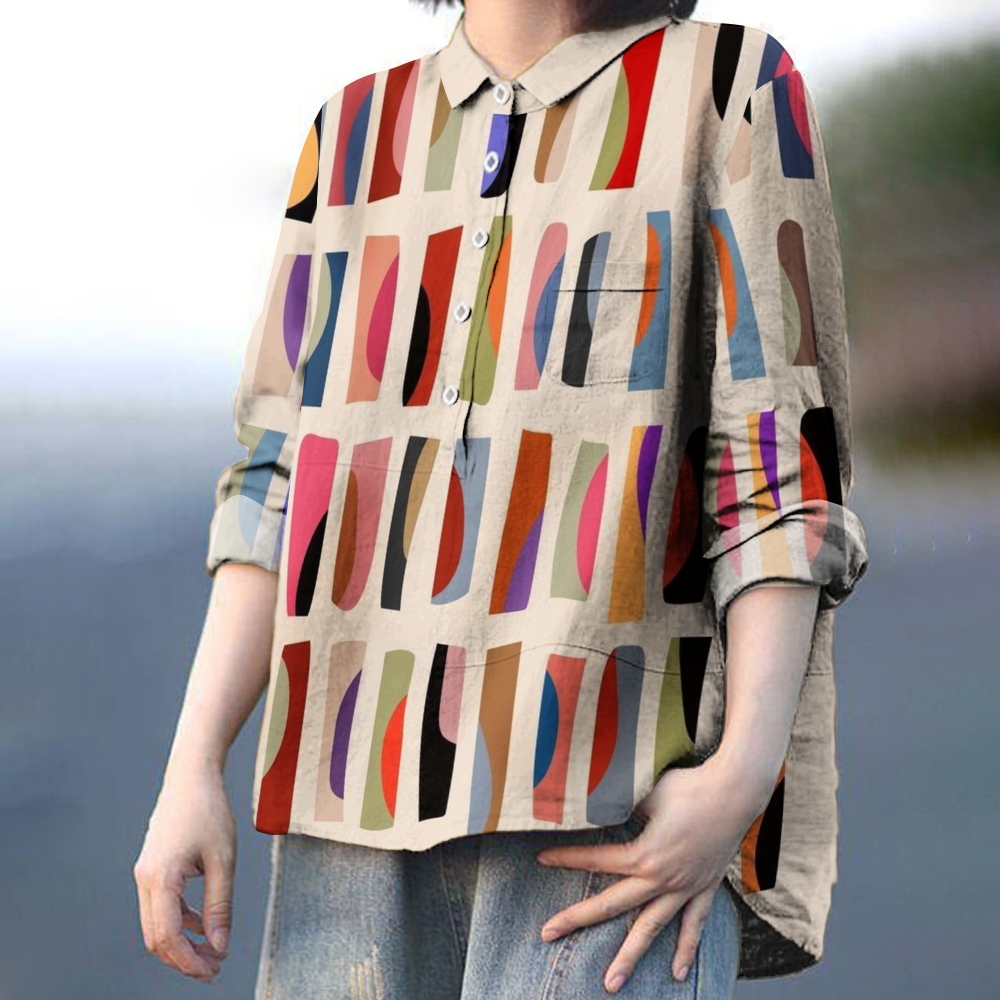 Women's Fun Colorblock Printed Casual Shirt