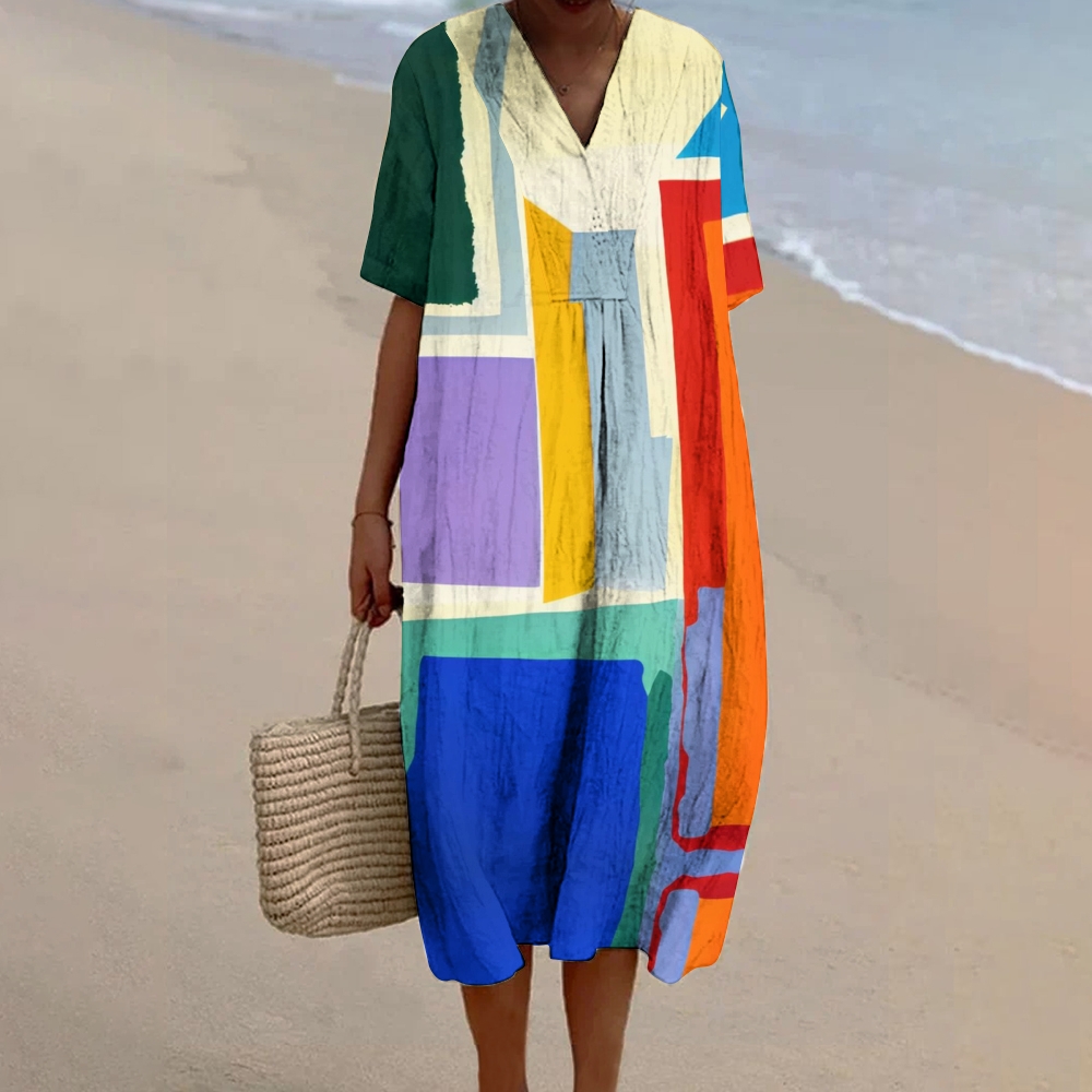 Women's Geometry Printed Flowy Dress