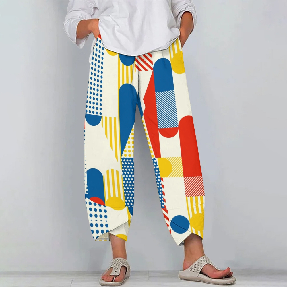 Women's Casual Geometric Stripes Printed Pants