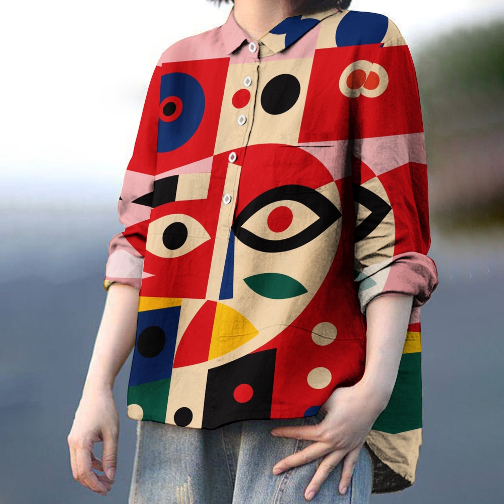 Women's Geometric Eyes Printed Casual Shirt