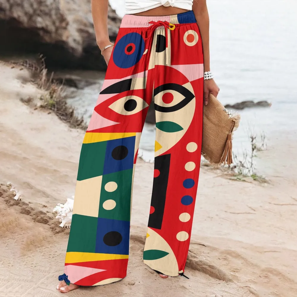 Women's Casual Abstract Art Eyes Printed Jumpsuit