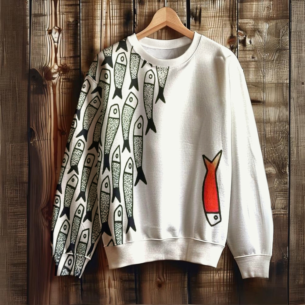 Unisex Sardines Printed Casual Sweatshirt