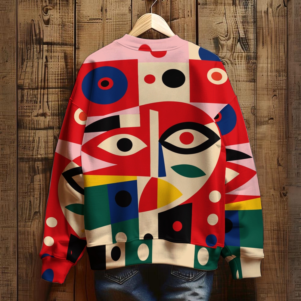 Unisex Geometry Eyes Printed Casual Sweatshirt