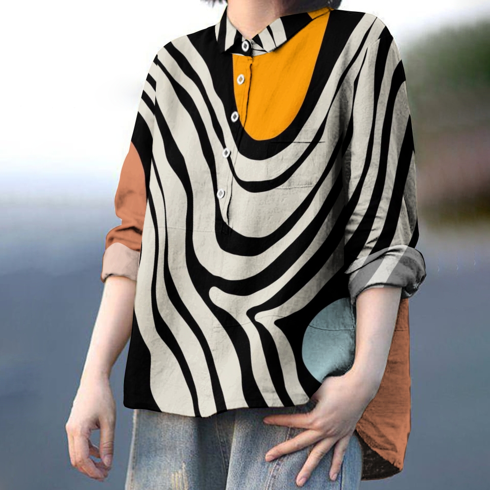 Women's Colorblock Printed Casual Shirt