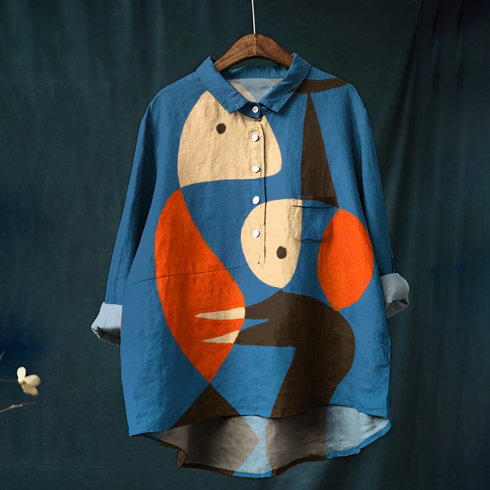 Women's Abstract Colorblock Printed Casual Shirt