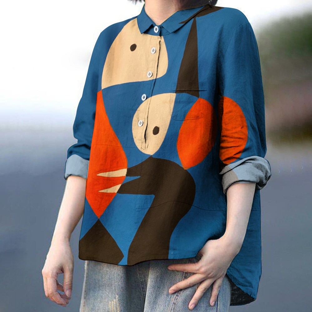 Women's Abstract Colorblock Printed Casual Shirt