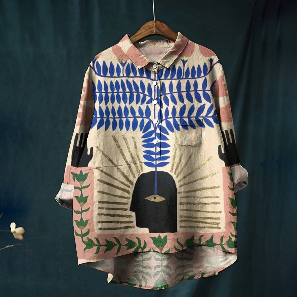 Women's Abstract Colorblock Printed Casual Shirt