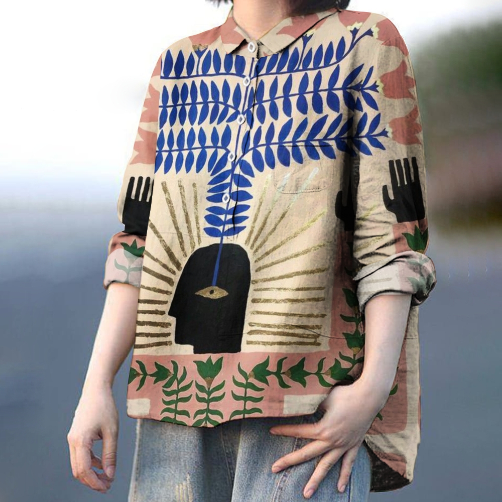 Women's Abstract Colorblock Printed Casual Shirt