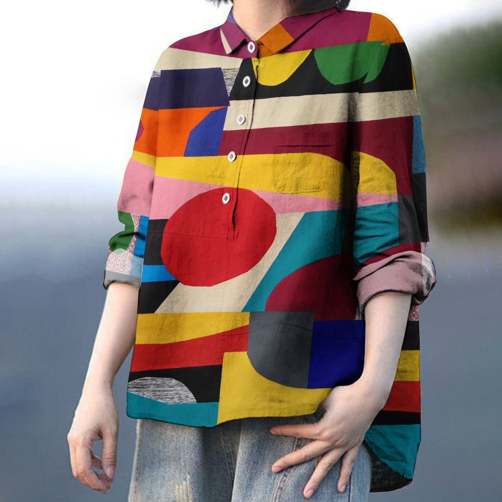Women's Colorblock Printed Casual Shirt