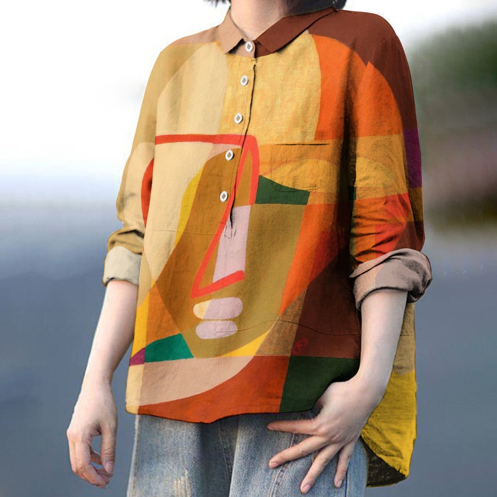Women's Abstract Colorblock Printed Casual Shirt
