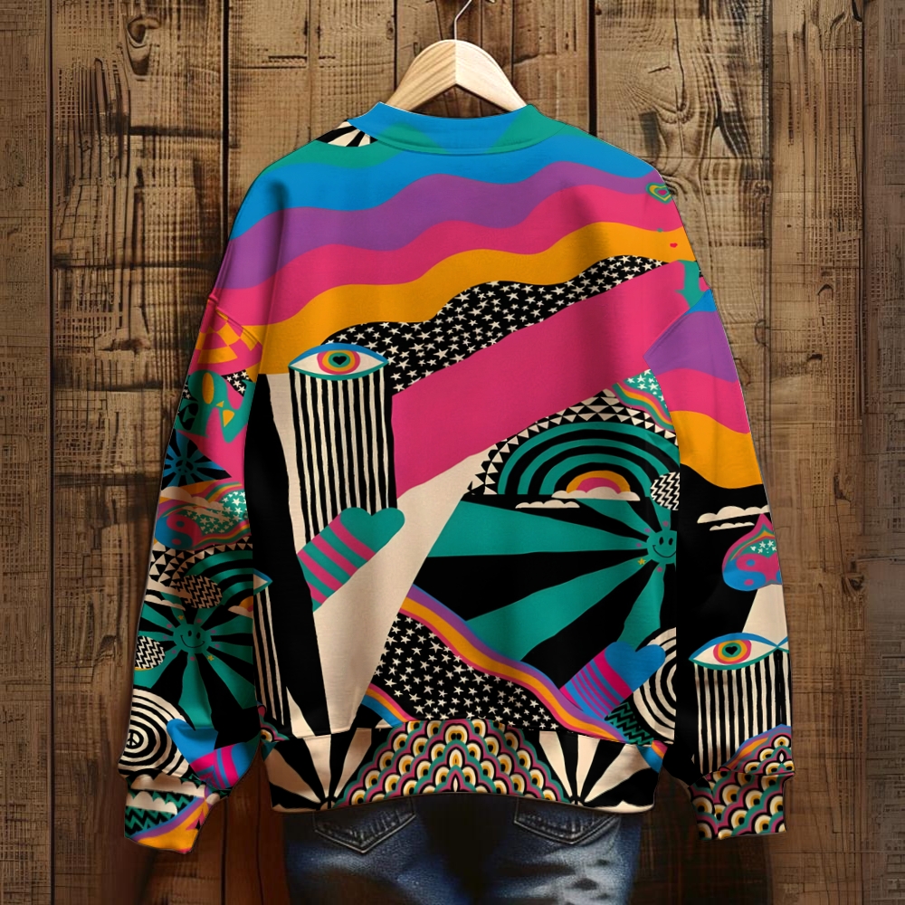 Unisex Abstract Art Geometry Printed Sweatshirt