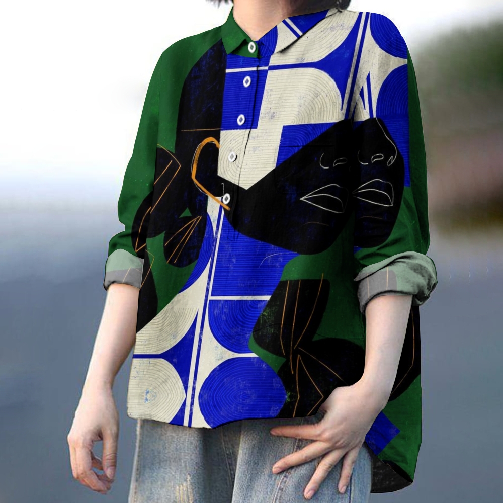 Women's Colorblock Printed Casual Shirt