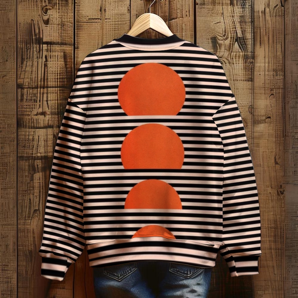 Unisex Geometric Stripes Printed Sweatshirt