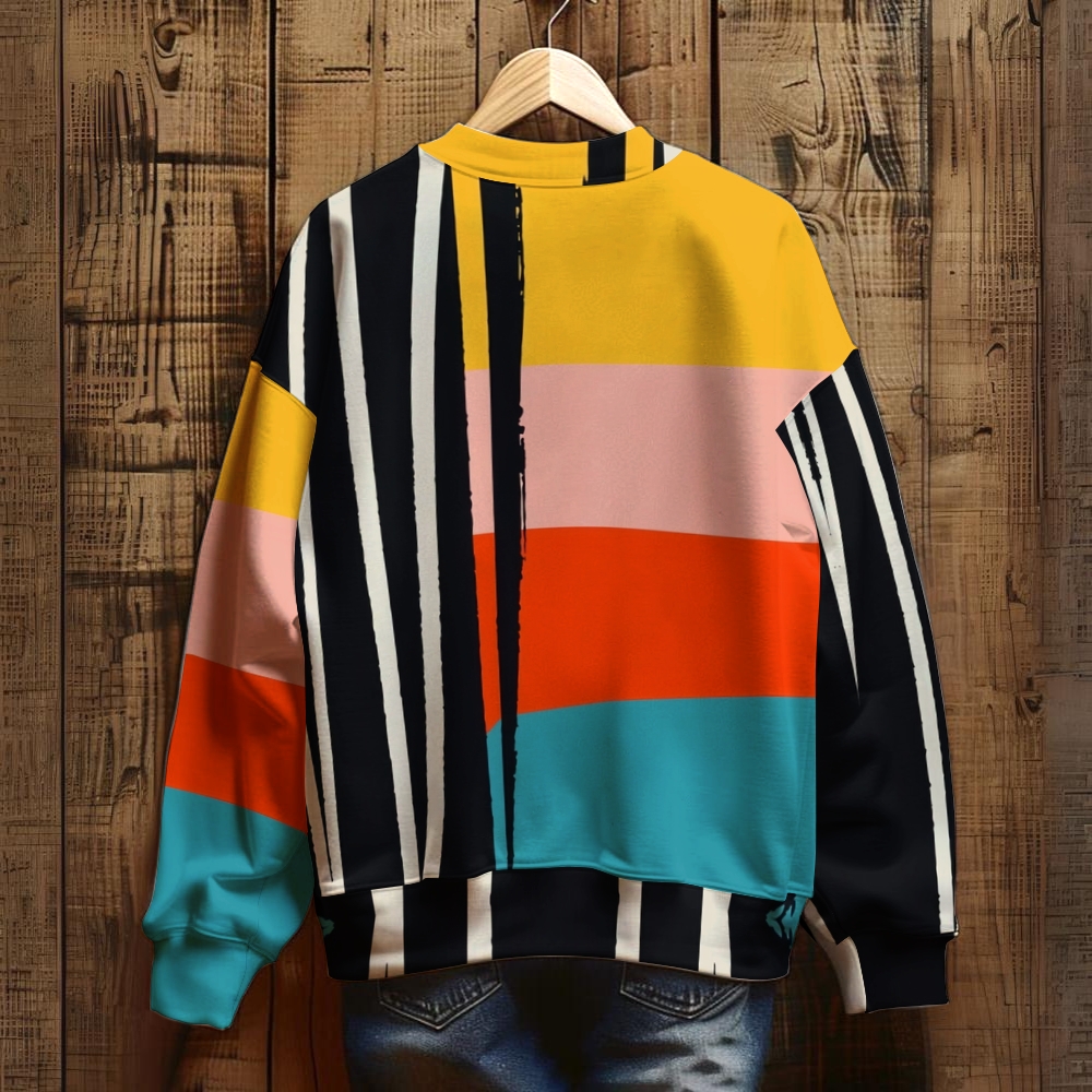 Unisex Geometric Stripes Printed Sweatshirt