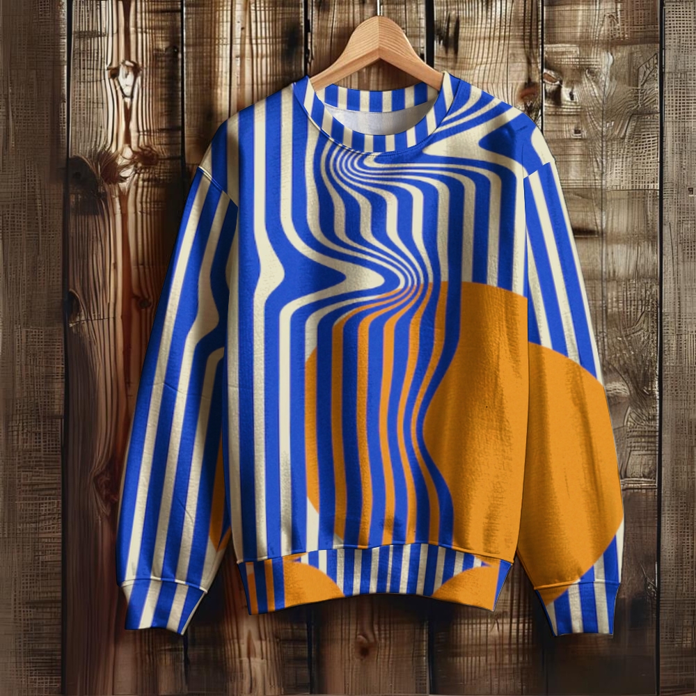 Unisex Geometric Stripes Printed Sweatshirt