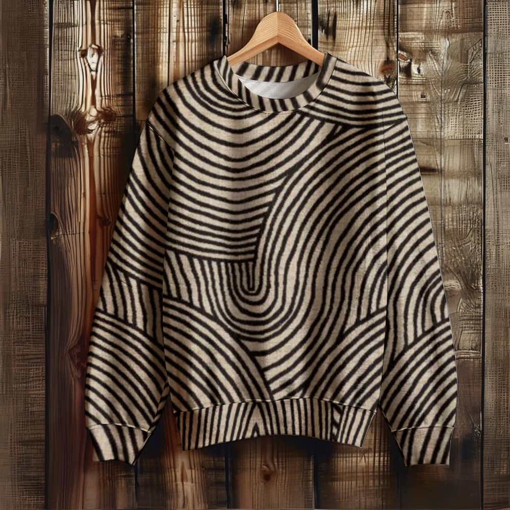 Unisex Geometric Stripe Print Sweatshirt