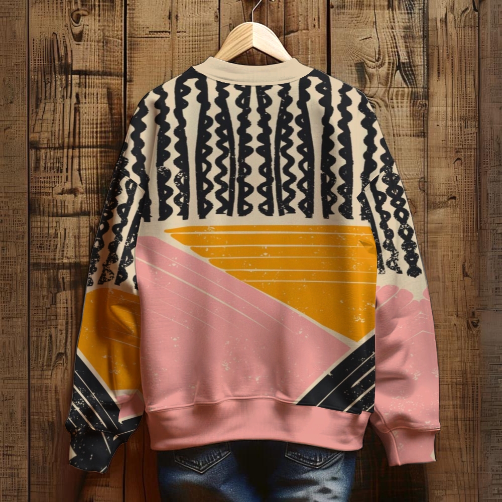 Unisex Geometric Striped Printed Sweatshirt