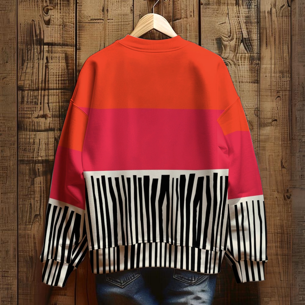 Unisex Geometric Striped Printed Sweatshirt