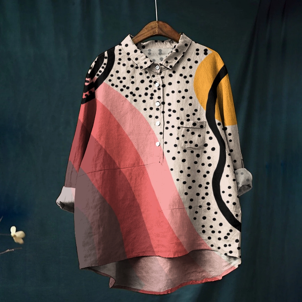 Women's Colorblock Art Printed Casual Shirt