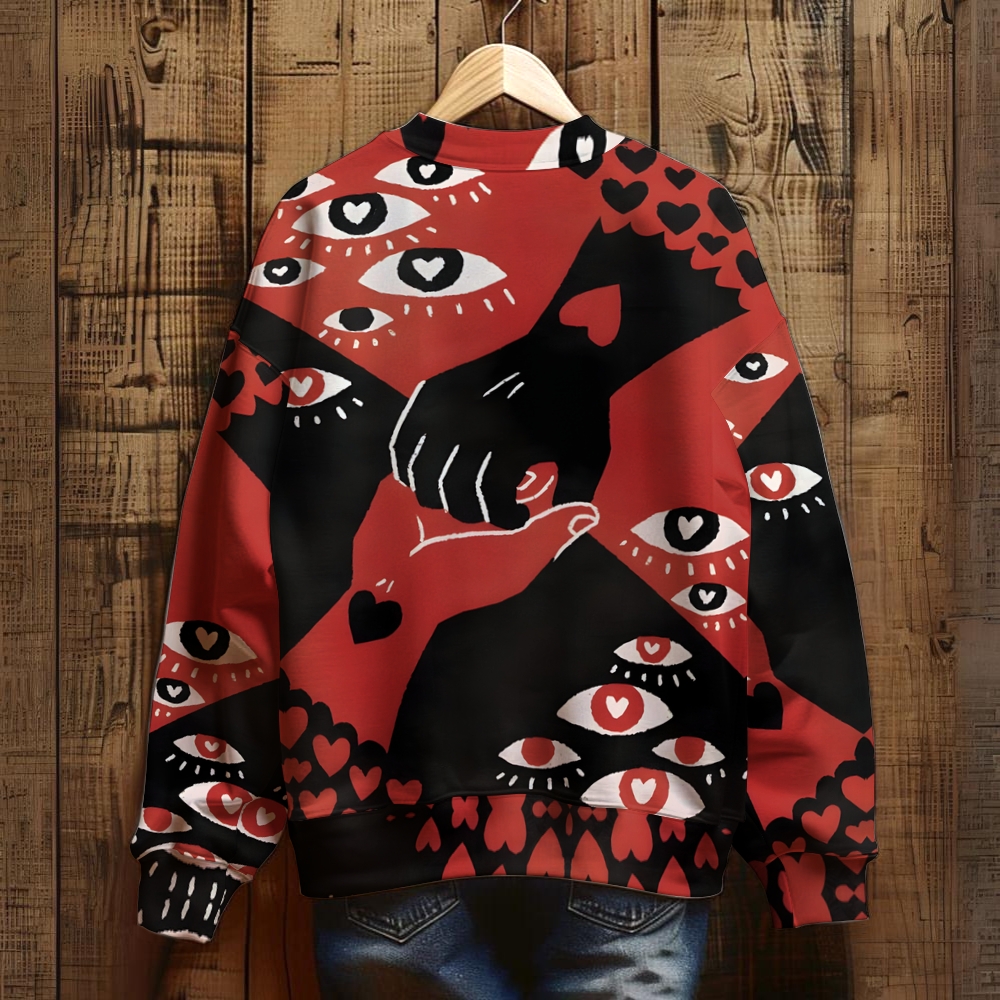 Unisex Abstract Art Eyes Printed Sweatshirt