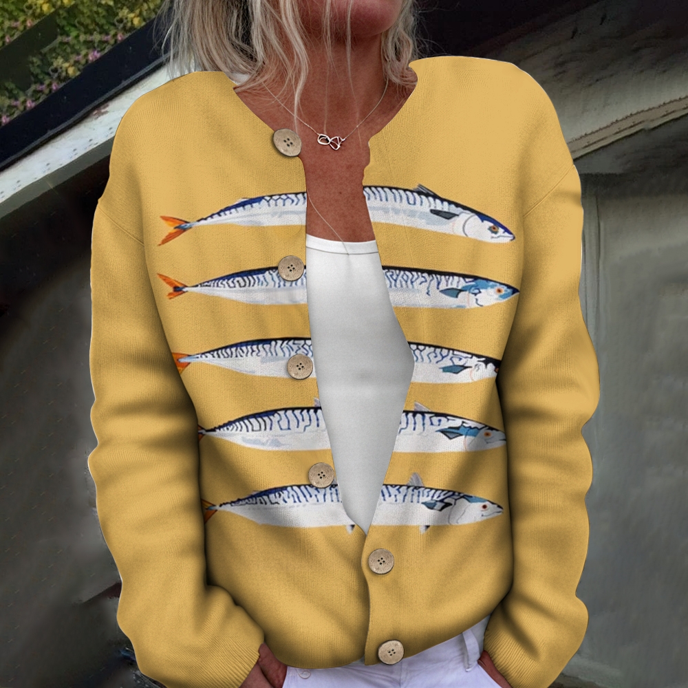Women's Sardine Print Casual   Shirt