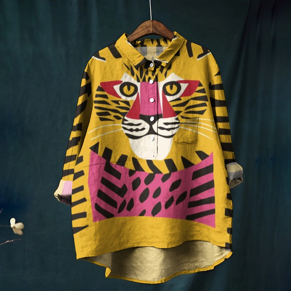 Women's Fun Tiger Printed Casual Shirt