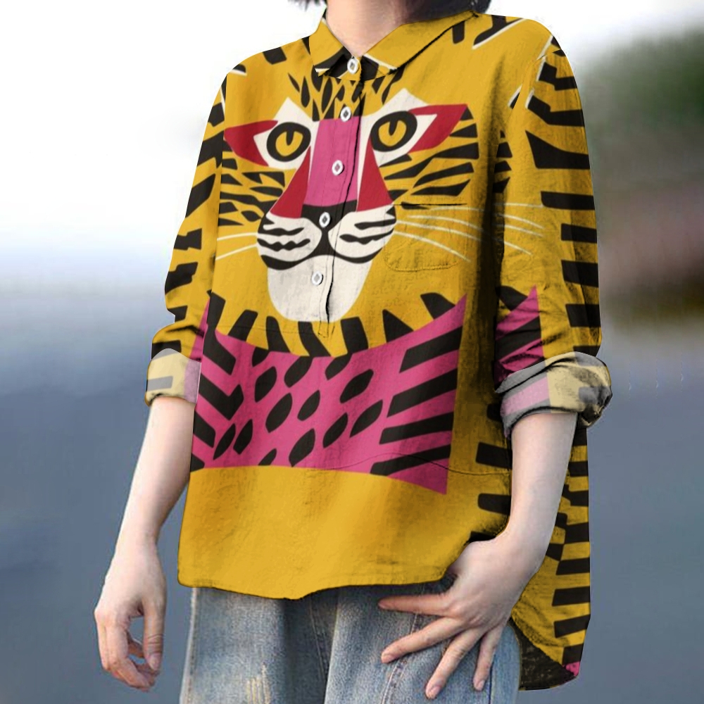 Women's Fun Tiger Printed Casual Shirt