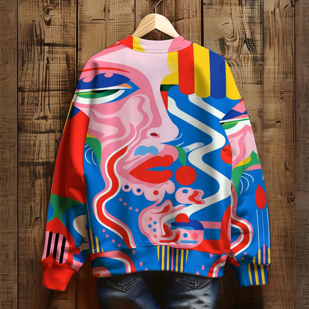 Unisex Abstract Art Face Printed Sweatshirt