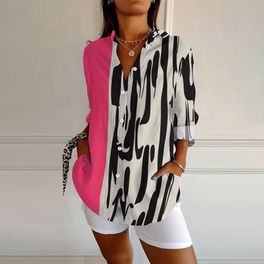 Printed Lapel Button-Down Shirt 2410002827