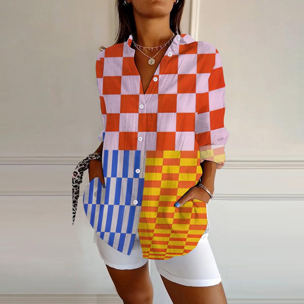 Printed Lapel Button-Down Shirt 2410002881