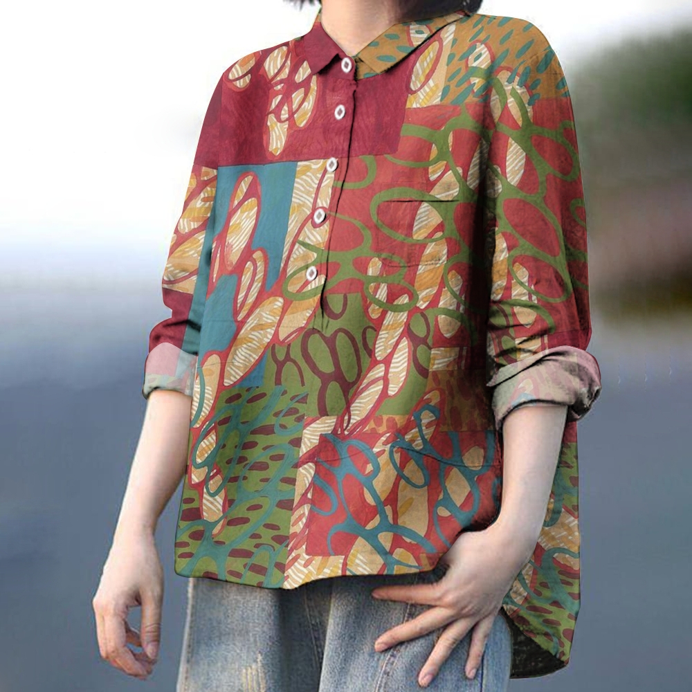 Women's Colorblock Printed Casual Shirt