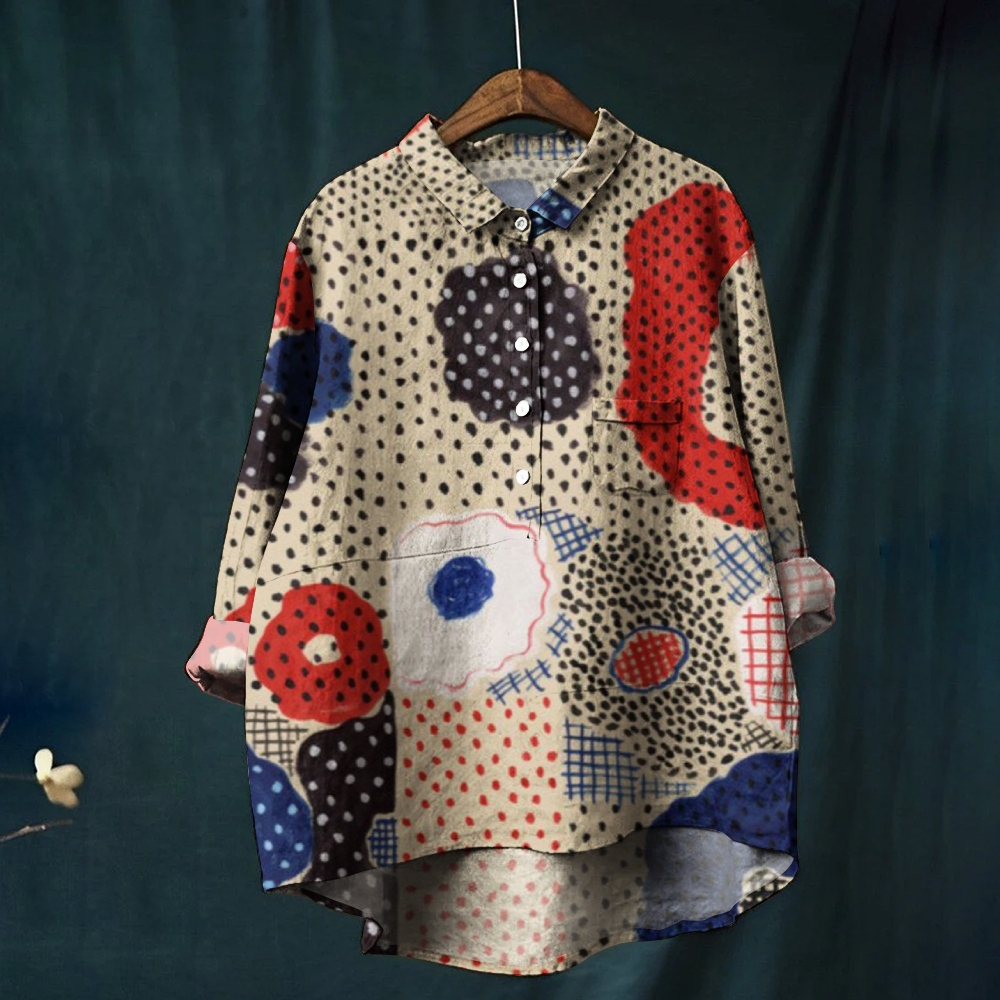 Women's Colorblock Flower Printed Casual Shirt