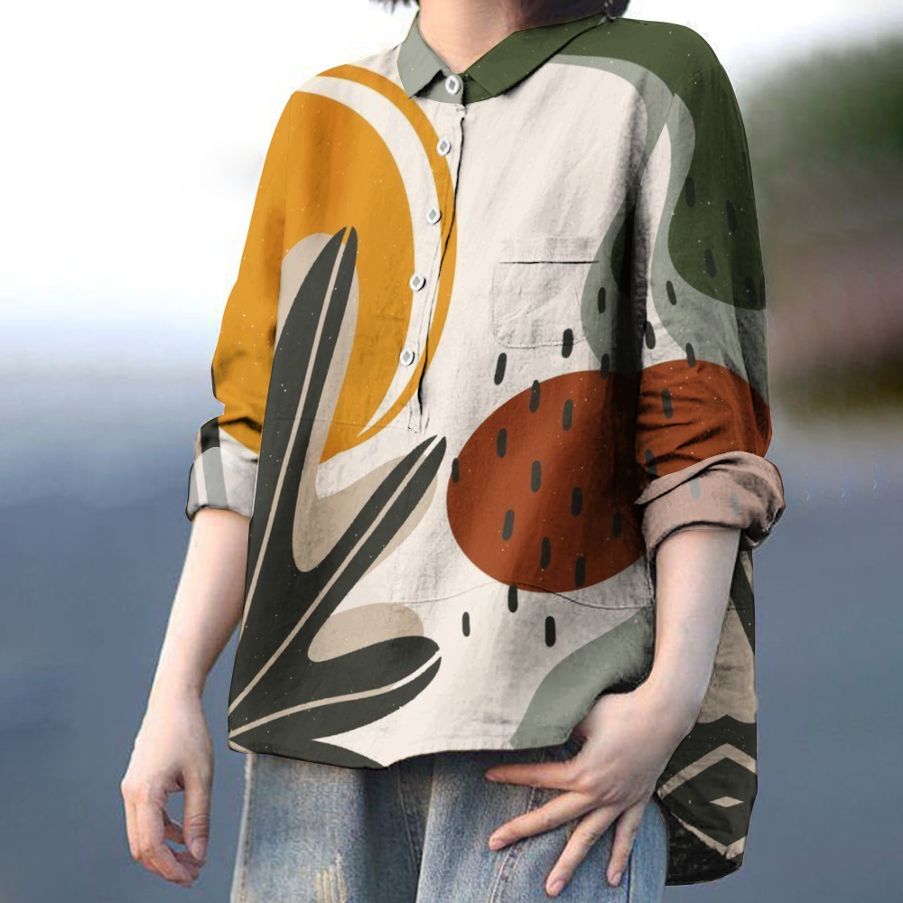Women's Colorblock Printed Casual Shirt