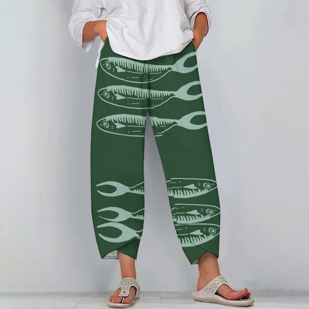 Women's Casual Sardines Printed Pants