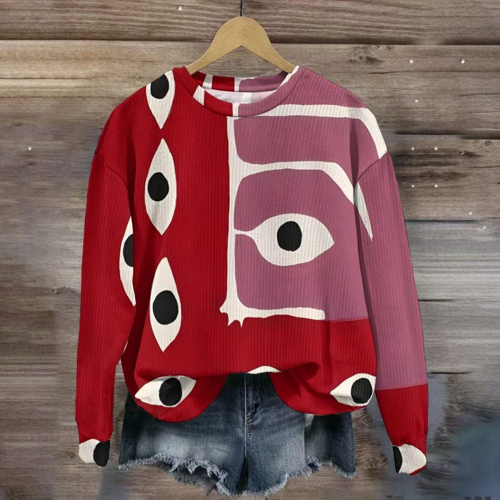 Women's Abstract Art Eyes Printed Casual Shirt