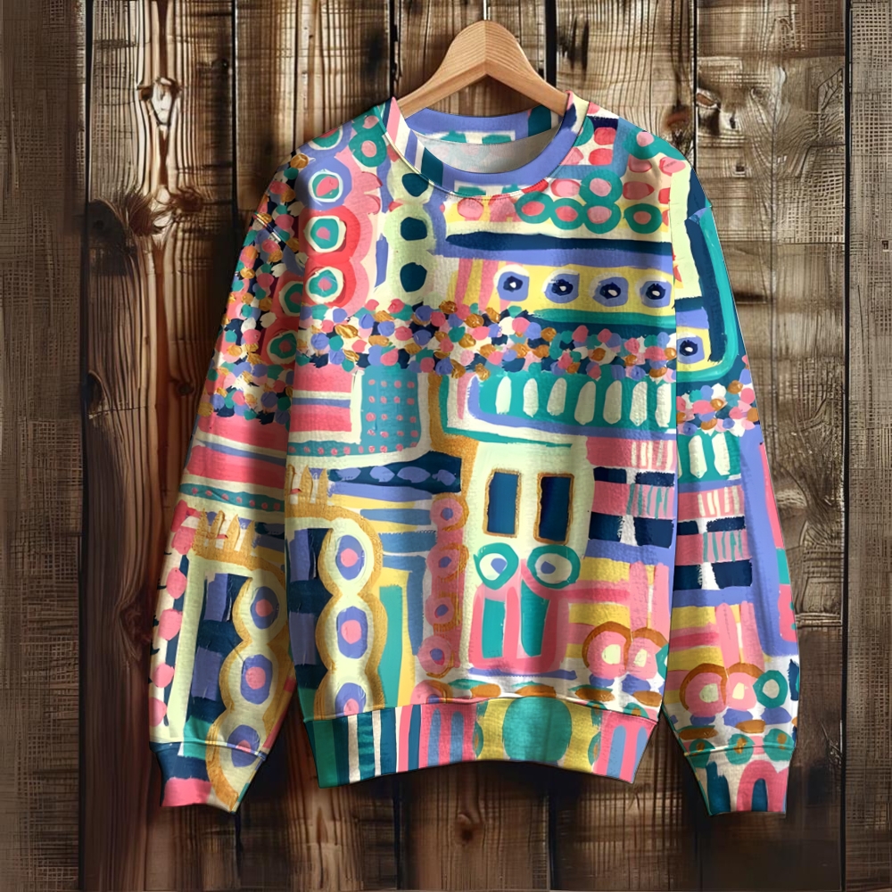 Unisex Abstract Art Geometry Printed Sweatshirt