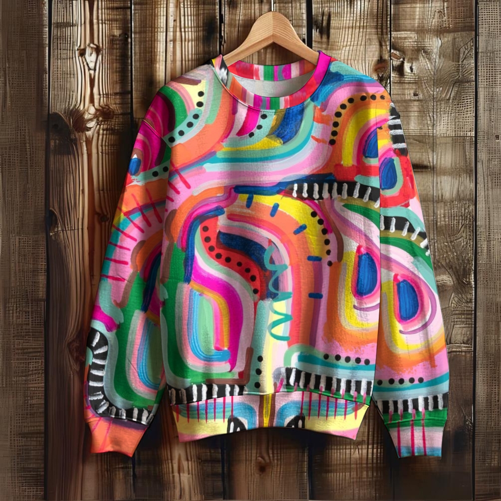 Unisex Abstract Art Geometry Printed Sweatshirt