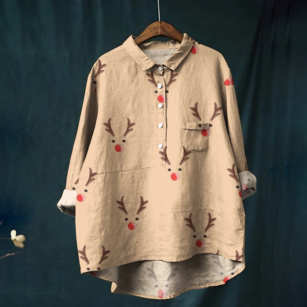 Women's Christmas Elk Printed Casual Shirt