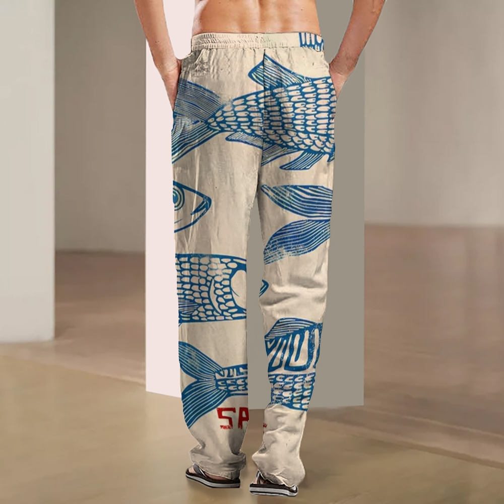 Men's Sardines Printed Casual Trousers