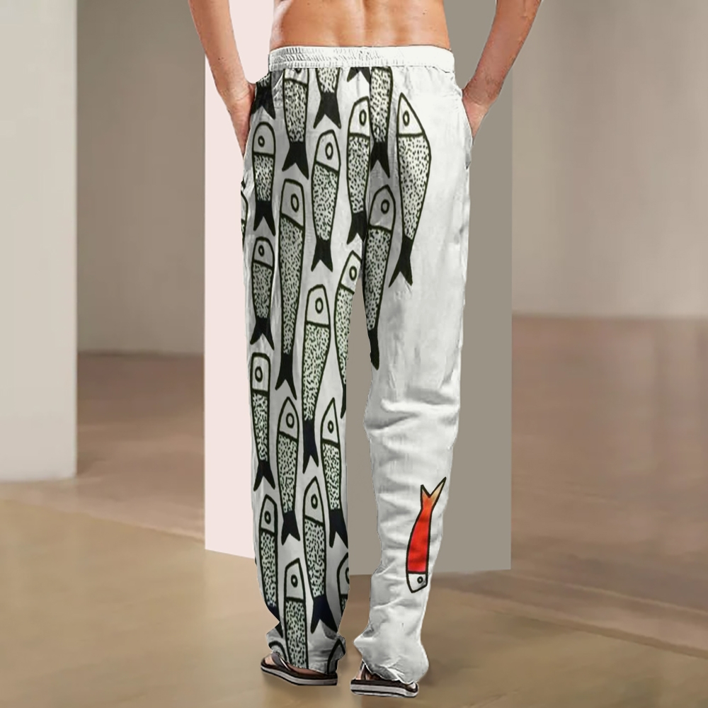 Men's Sardines Printed Casual Trousers