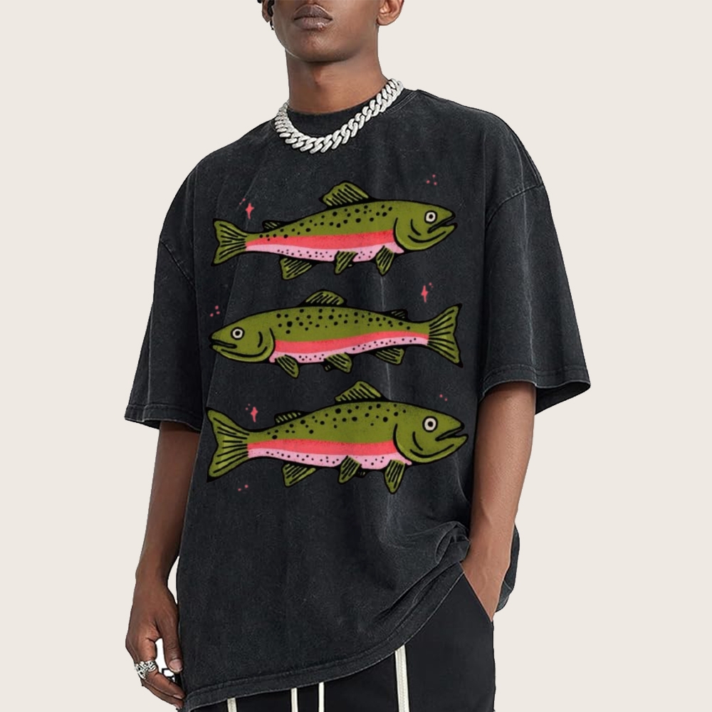 Three Trout Unisex Vintage Washed Tee